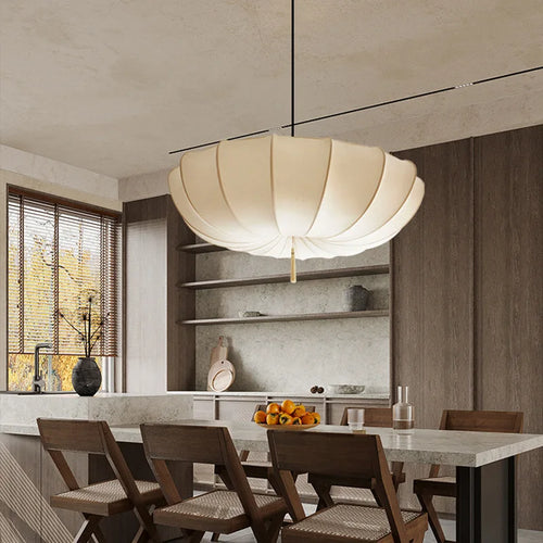 lustre en tissu nordique style japonais éclairage artistique moderne - vue 5 sur 9
