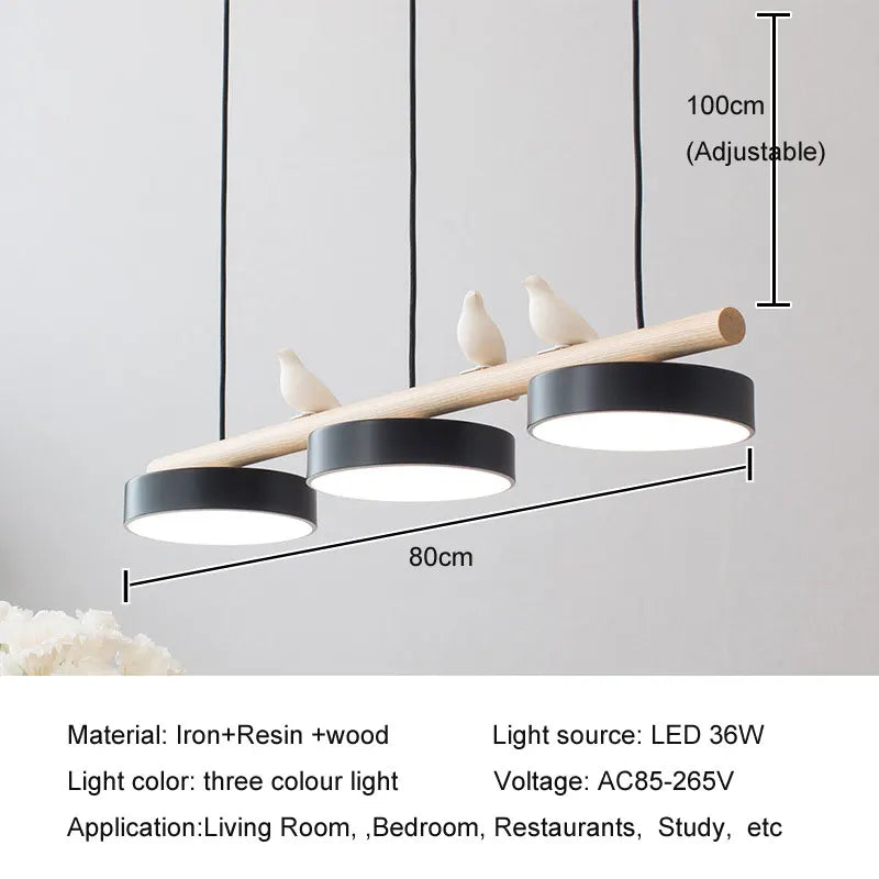 lustre moderne nordique led minimaliste décoration d'oiseau macaron en fer