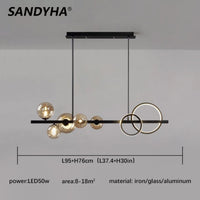 lustre moderne en verre design lumineux pour intérieur
