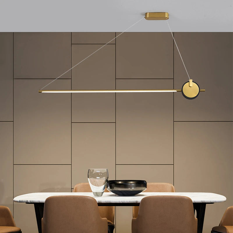 luminaire suspendu nordique simple longue bande déco maison - vue 5 sur 10