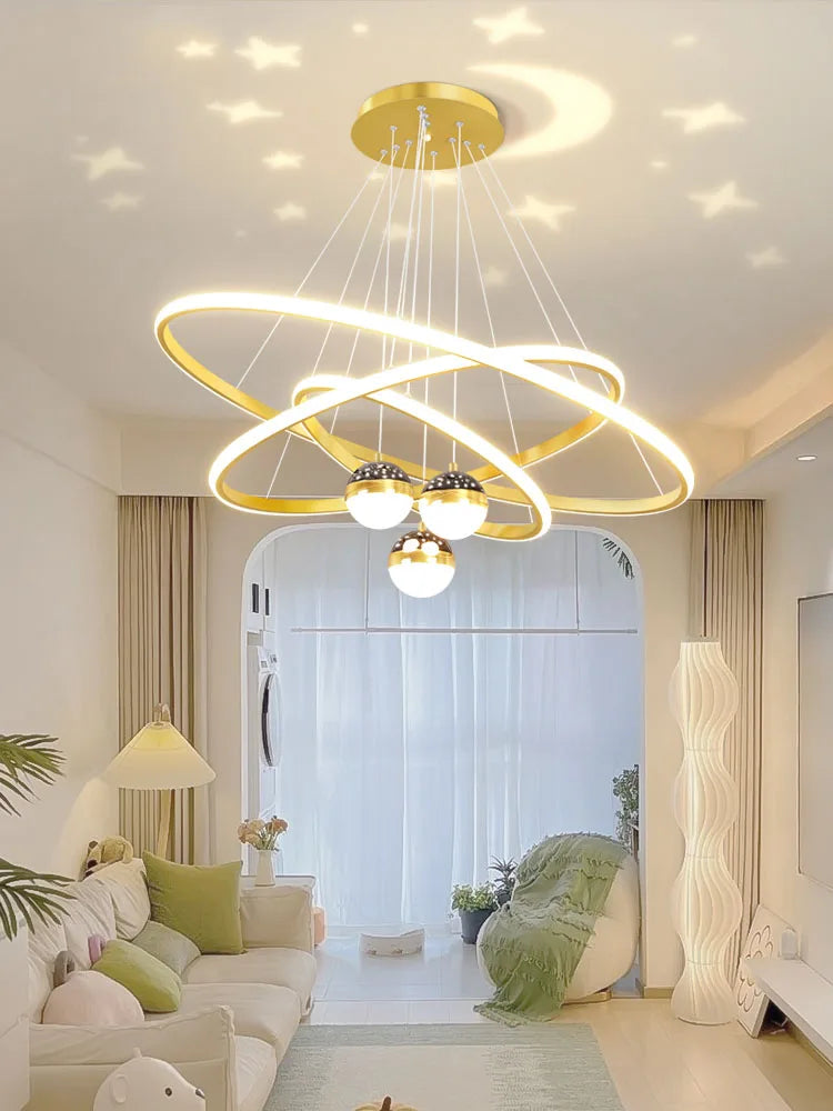 Lustre led anneaux circulaires étoile homedero - vue 4 sur 6