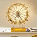 lampe de table rotative led grande roue en acier inoxydable