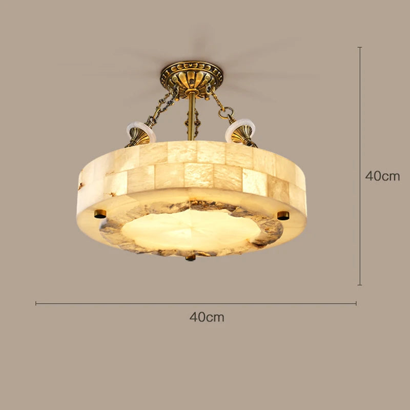 Luxueux plafonnier en marbre naturel circulaire 30CM 40CM chambre salon salle à manger Grand luminaire suspendu luminaire suspendu - vue 9 sur 9