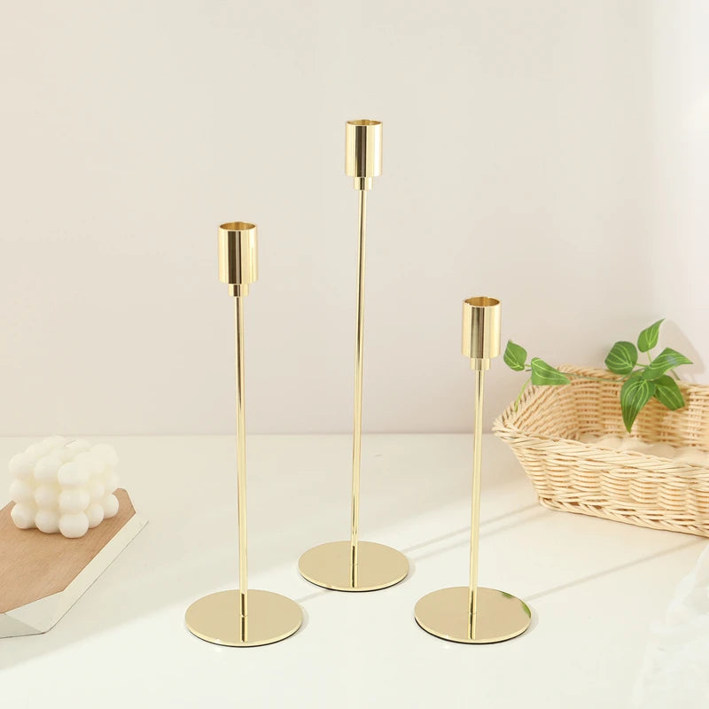 lot de 3 bougeoirs en métal décoration élégante pour mariage et fêtes - vue 12 sur 21