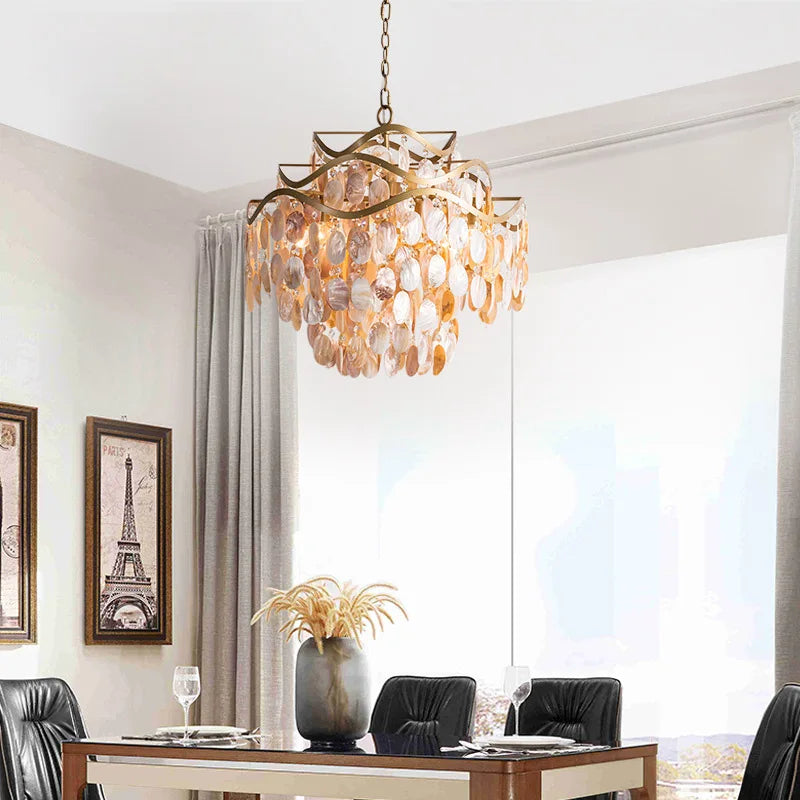 lustre led en coquille conque style américain - vue 4 sur 9