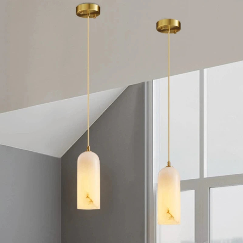 lustre nordique en marbre naturel design lumineux pour espace moderne - vue 4 sur 7