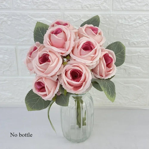 bouquet de 10 roses artificielles en soie décoratives pour événements - vue 12 sur 14