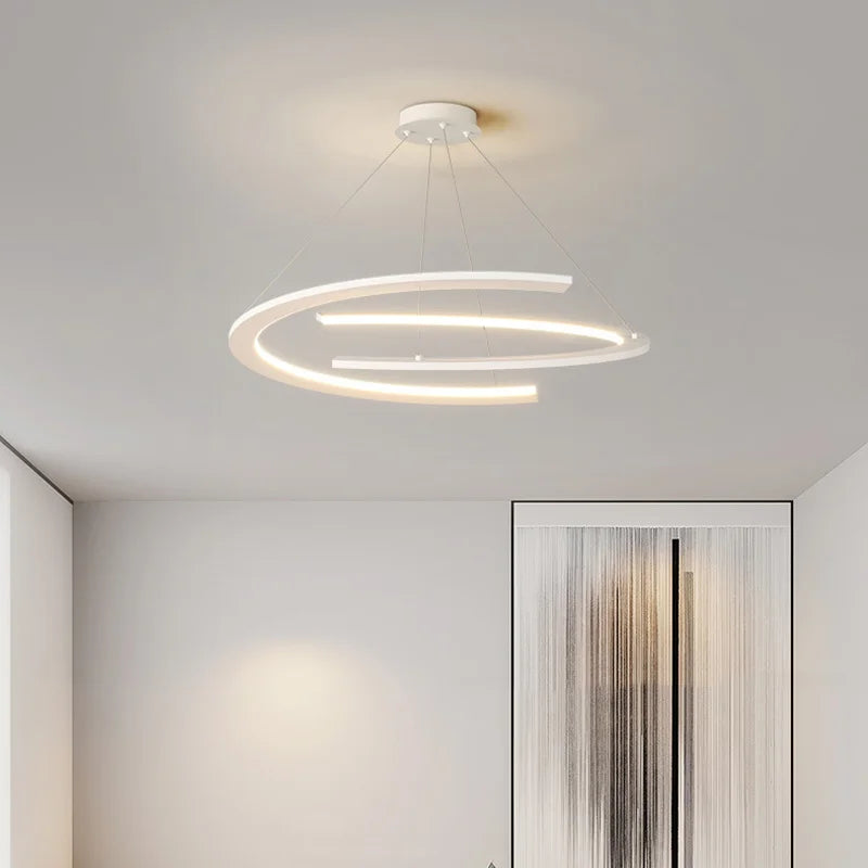 Lustre moderne simple design nordique anneau restaurant - vue 6 sur 12