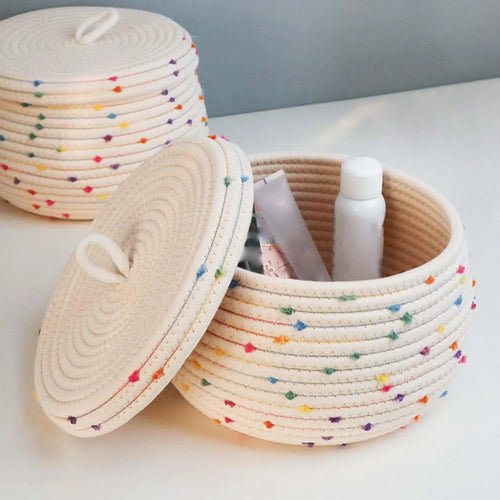 panier en coton tissé à la main pour rangement décoratif - vue 3 sur 15