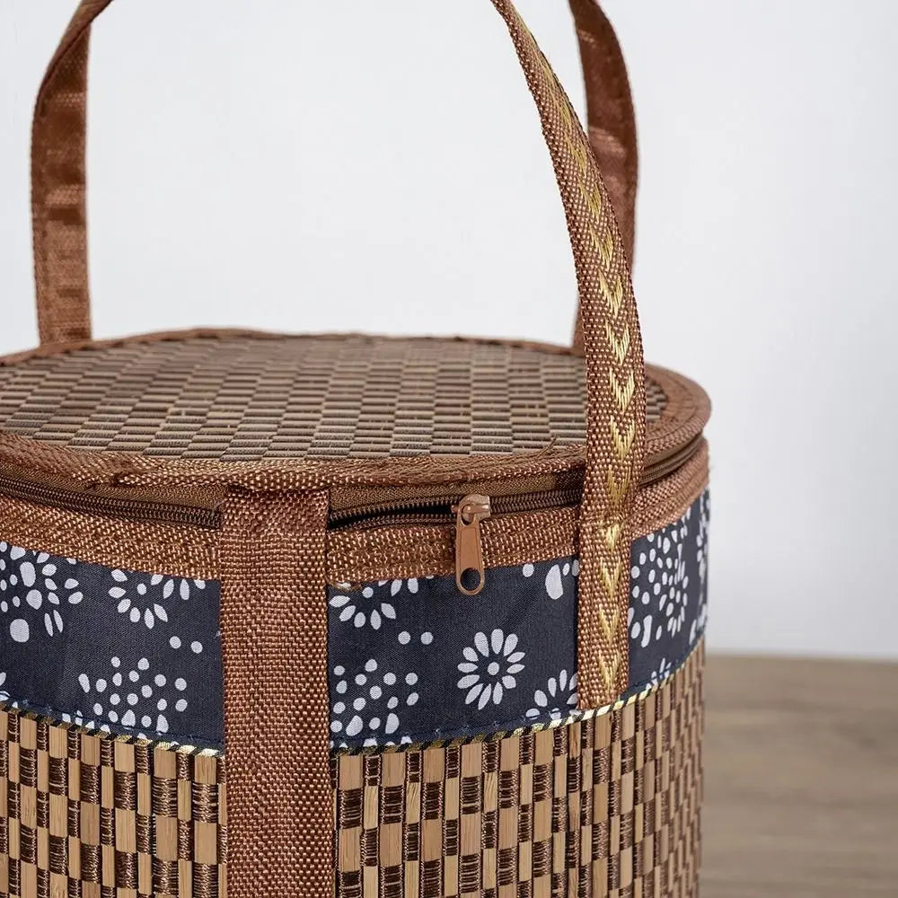 panier de pique-nique en bambou tissé écologique et pliable - vue 5 sur 8