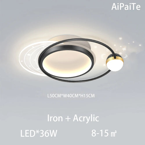 Gold/Black LED Living Room Ceiling Light, RC Dimmable for Kitchen Boys Room Home Decor, Star Decorative Lights. - vue 10 sur 10