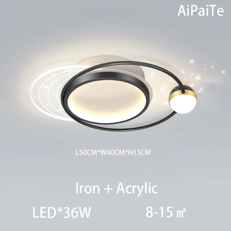Gold/Black LED Living Room Ceiling Light, RC Dimmable for Kitchen Boys Room Home Decor, Star Decorative Lights. - vue 9 sur 10