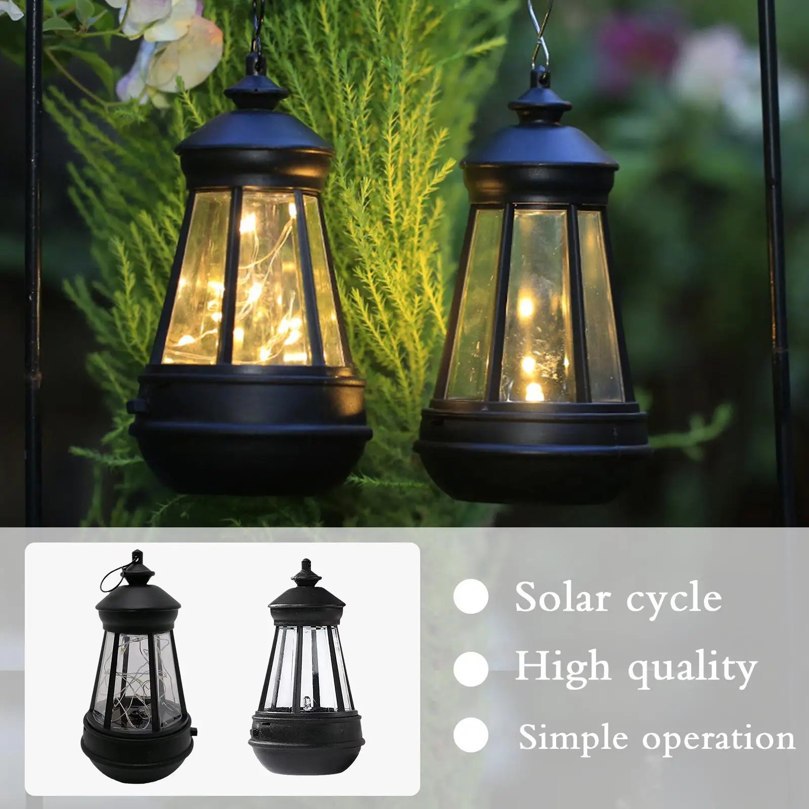 lampe solaire étanche rétro pour jardin balcon camping décoration extérieure - vue 2 sur 8