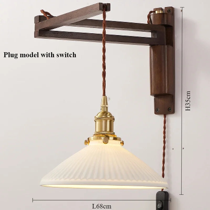 lampe moderne en bois de noyer avec lumière led décorative - vue 11 sur 21