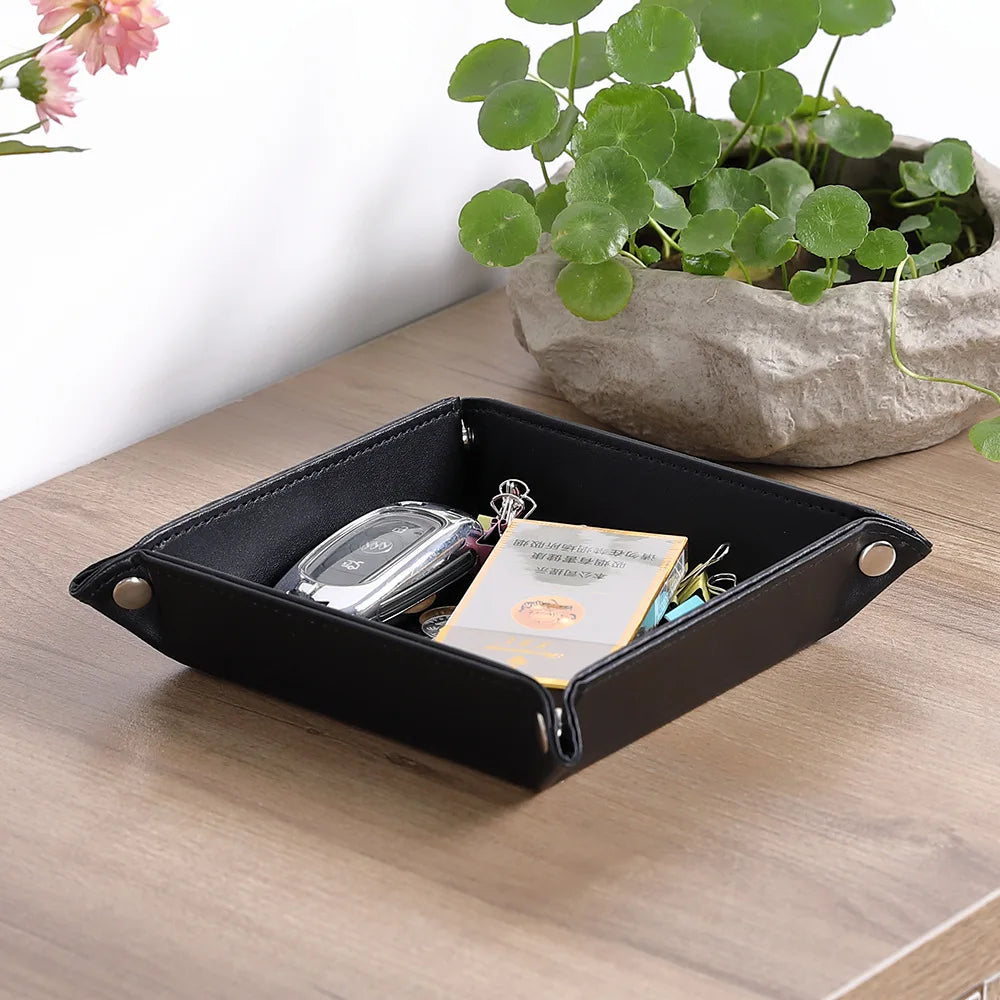 plateau de rangement en similicuir avec 5 compartiments pratiques - vue 10 sur 12