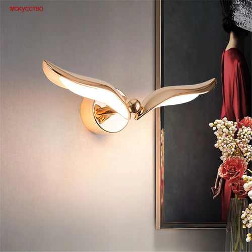 Applique murale Led de luxe en forme de mouette dorée - vue 3 sur 8