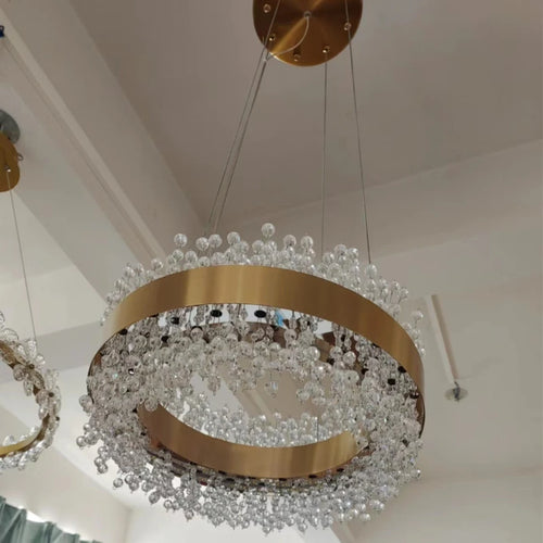 lustre led en cristal moderne hauteur réglable décoration maison - vue 4 sur 12
