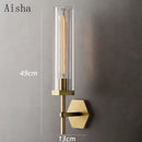 applique murale led de luxe américaine avec abat-jour en cristal et métal doré
