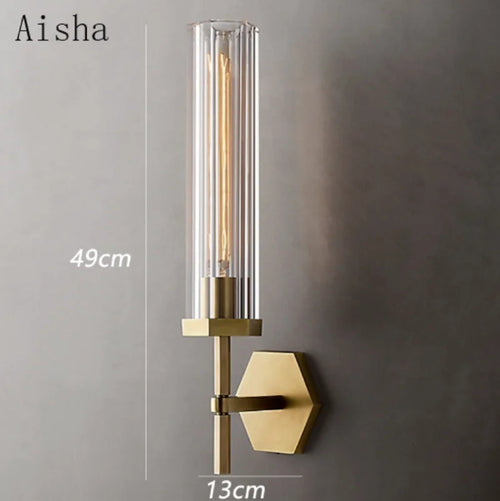 applique murale led de luxe américaine avec abat-jour en cristal et métal doré - vue 6 sur 11