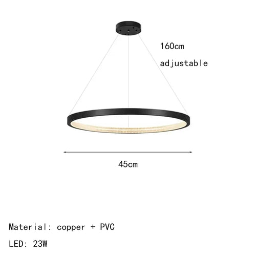 lustre à anneaux en cuivre réglable pour - vue 12 sur 15