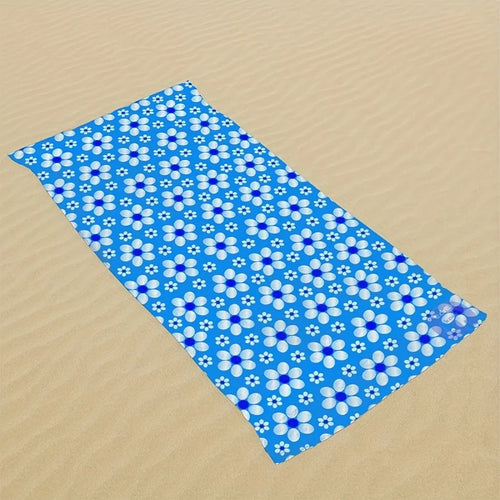 Serviette de plage microfibre motif floral vintage multiusage - vue 6 sur 7