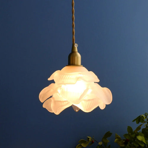 suspension rétro à pétales en laiton et verre pour décoration intérieure - vue 3 sur 10
