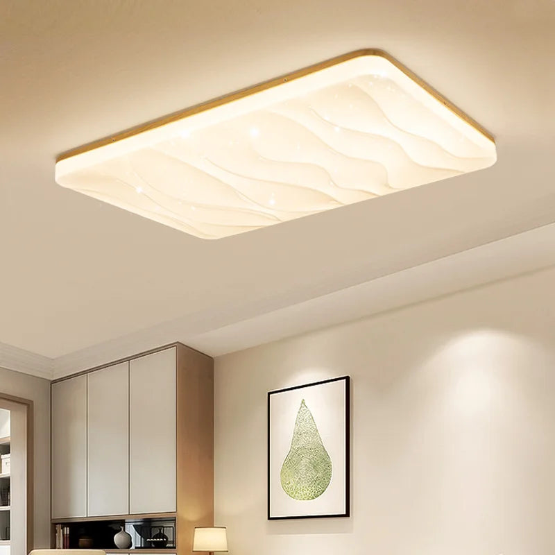 plafonnier led carré moderne simple en bois pour intérieur - vue 5 sur 11