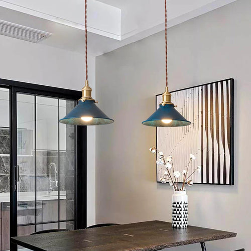 suspension loft luminaire vintage industriel avec abat-jour en métal - vue 3 sur 12