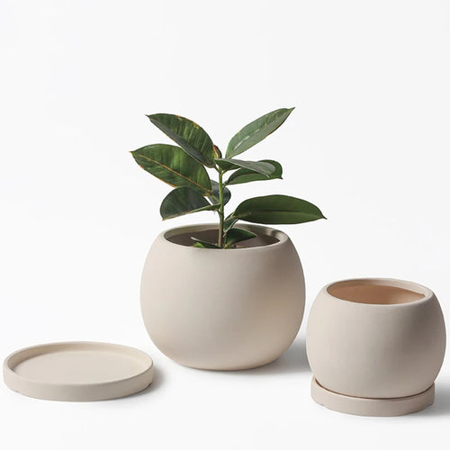 pots de fleurs en céramique moderne avec plateau décoratif pour plantes - vue 2 sur 11