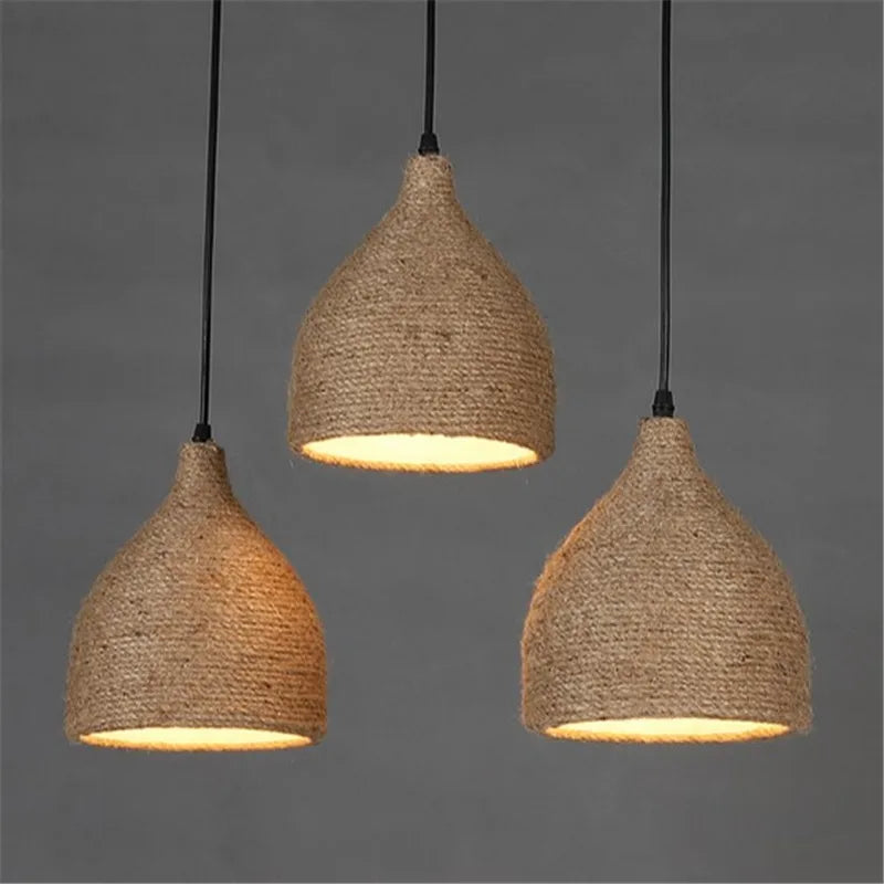 luminaires suspendus vintage en corde de chanvre éclairage industriel loft