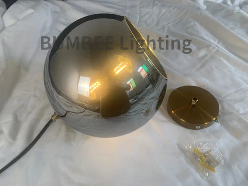 lustre nordique en verre fumé suspension simple luxe - vue 3 sur 26