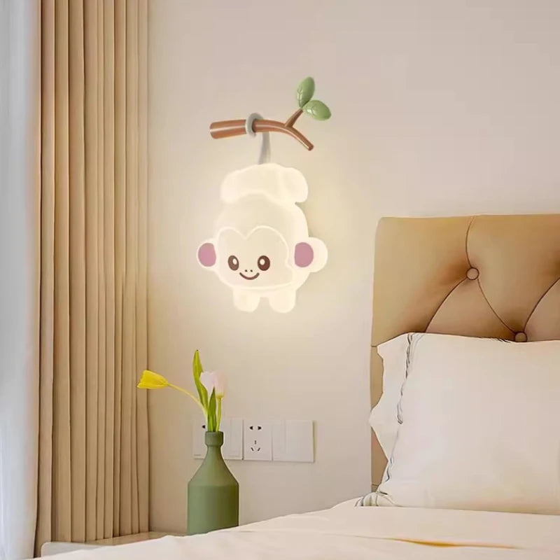 applique murale mignonne en forme de singe et ours pour enfant - vue 5 sur 9