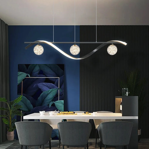 lustre sandyha led étoiles en boule de verre clair suspendue - vue 3 sur 8