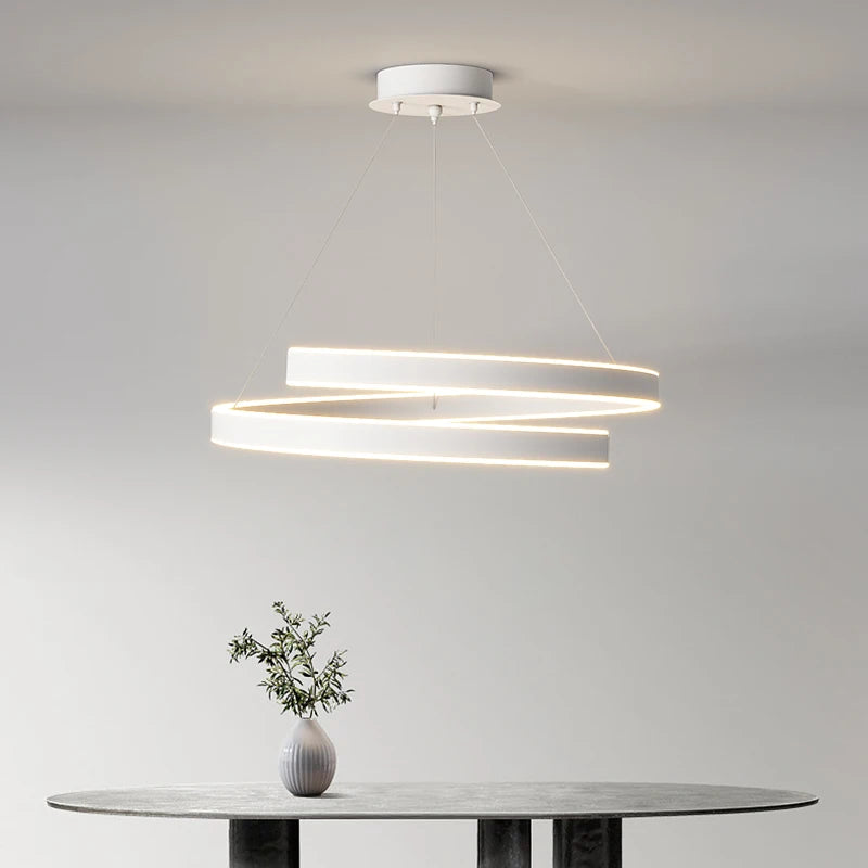 Suspension LED moderne lumières éclairage à la maison anneaux brossés plafond monté lustre éclairage lampe suspendue pour salle à manger chambre - vue 6 sur 12