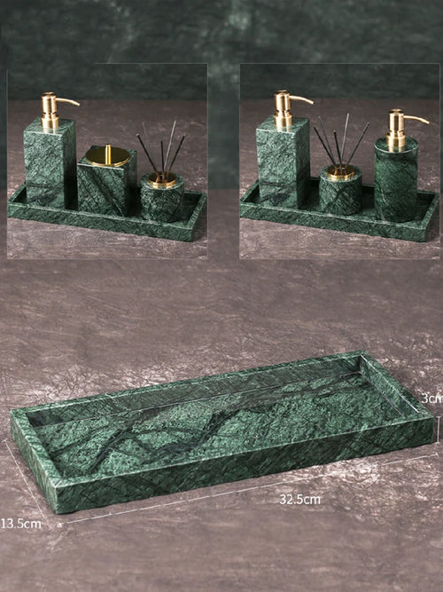 ensemble d'accessoires en marbre pour salle de bain organisé - vue 14 sur 21