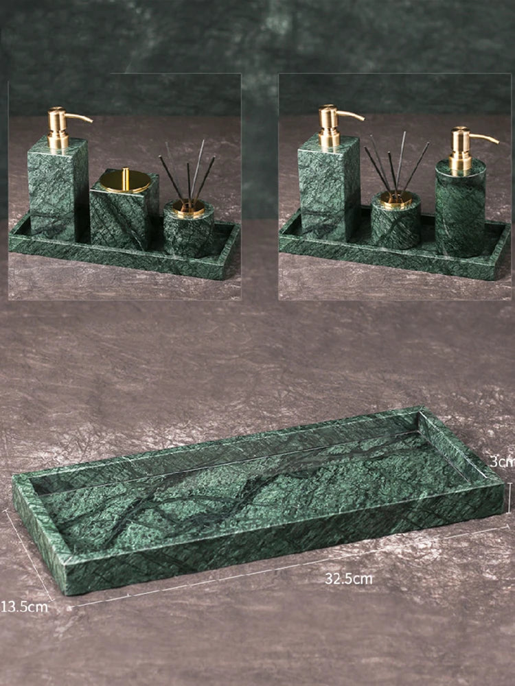 ensemble d'accessoires en marbre pour salle de bain organisé - vue 13 sur 21