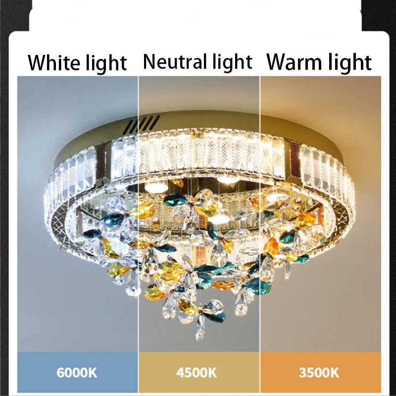 Plafonnier moderne en cristal luxe pour intérieur de villa - vue 4 sur 9