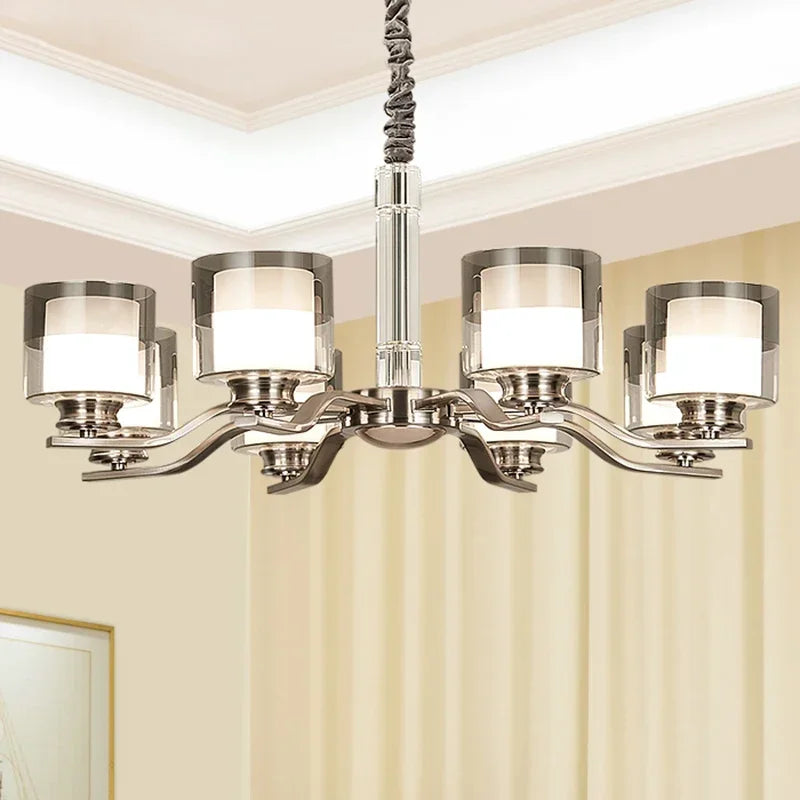 plafonnier led suspendu métal nickel design moderne luminaire décoratif intérieur - vue 4 sur 13