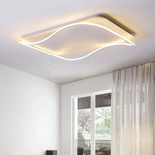 lustre moderne à leds pour décoration intérieure simple vague - vue 4 sur 20