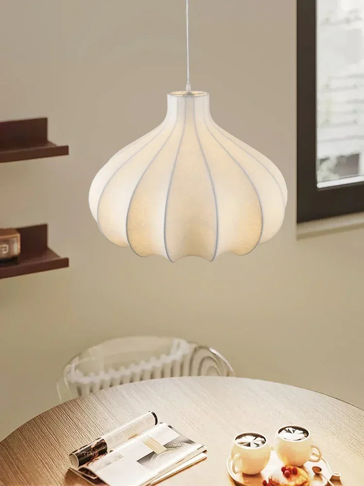 lustre japonais en soie d'oignon style wabi sabi pour intérieur élégant - vue 5 sur 9
