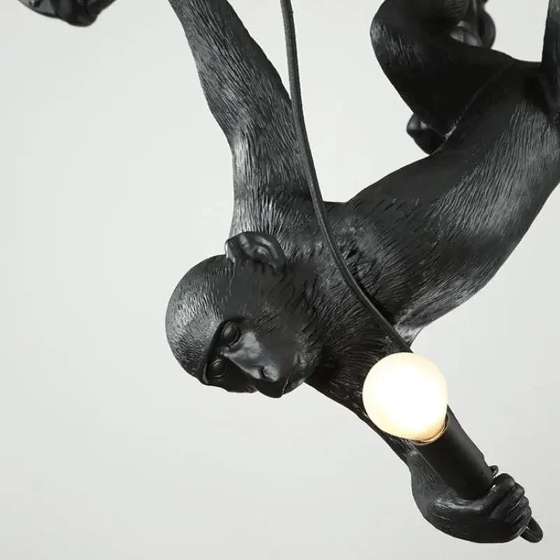 SANDYHA Art nordique singe lustres noir blanc Animal Design lampe à LED pour salon salle à manger centre commercial éclairage suspendu - vue 5 sur 7