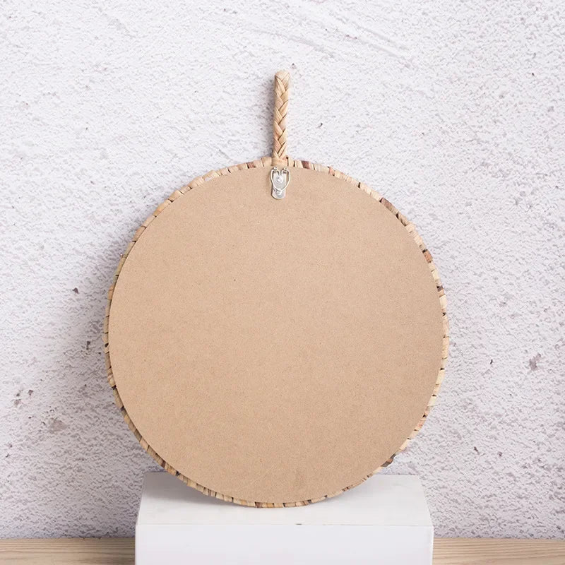 miroir tissé rétro en rotin pour décoration murale - vue 5 sur 6