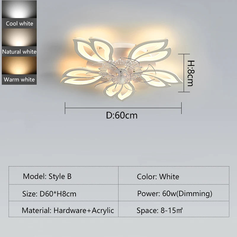 Busmos Fan LED Pendant Lamp Modern LED Pendant Lamp For Living Room, Bedroom, Studio Fan LED Pendant Lamp Dimmable White - vue 9 sur 9