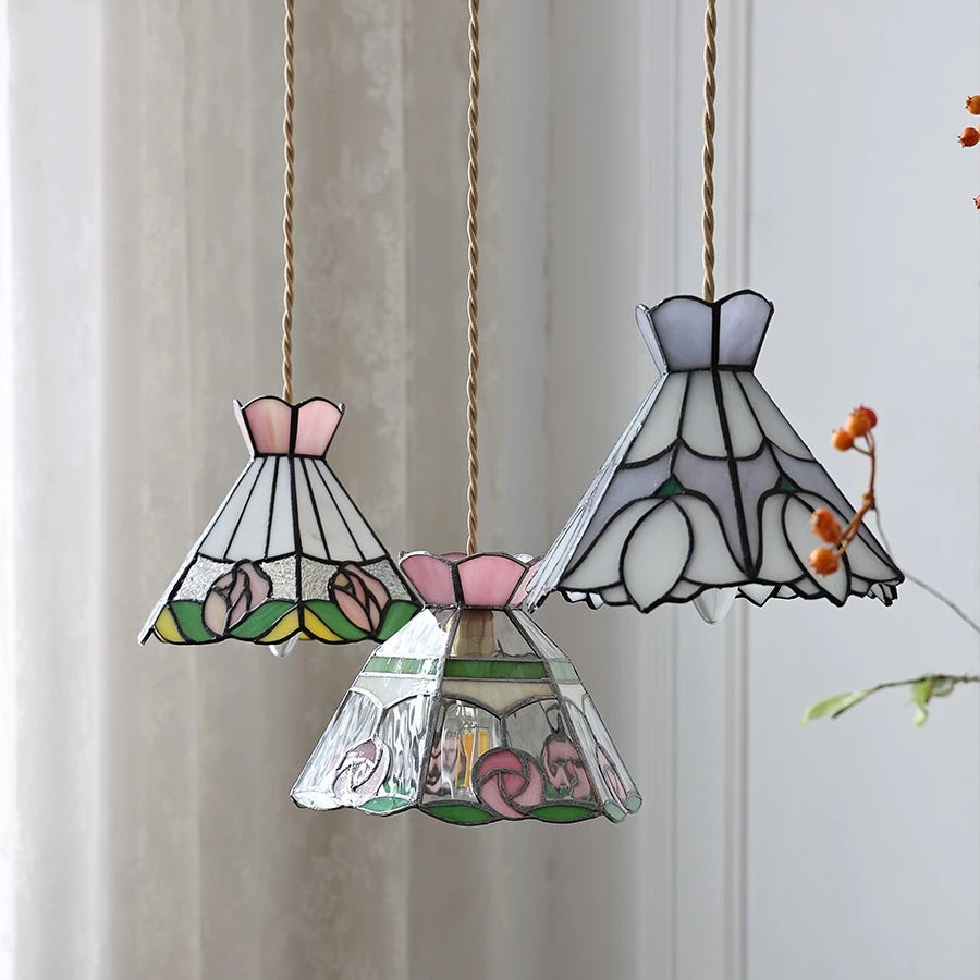 suspension fleur verre cuivre nordique moderne led iwhd europe syle - vue 5 sur 26