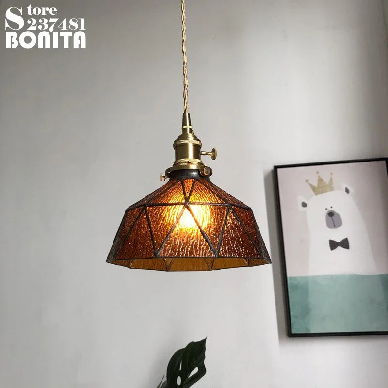 suspension en verre pur avec design ondulé en cuivre - vue 5 sur 9