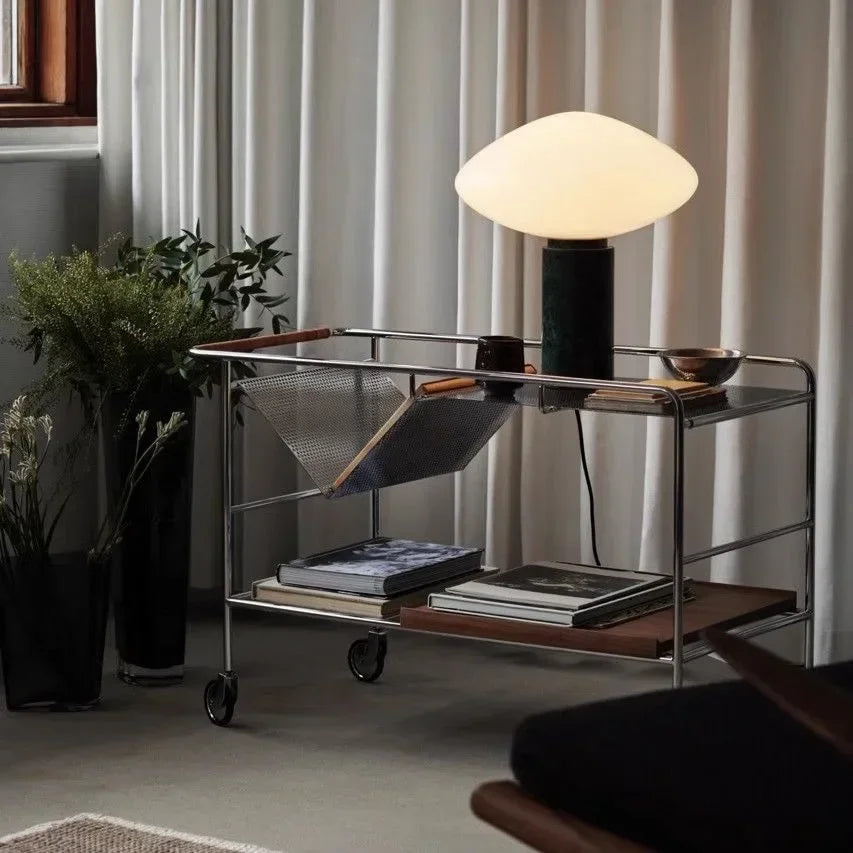 lampe à poser en marbre avec boule de verre design danois - vue 4 sur 8