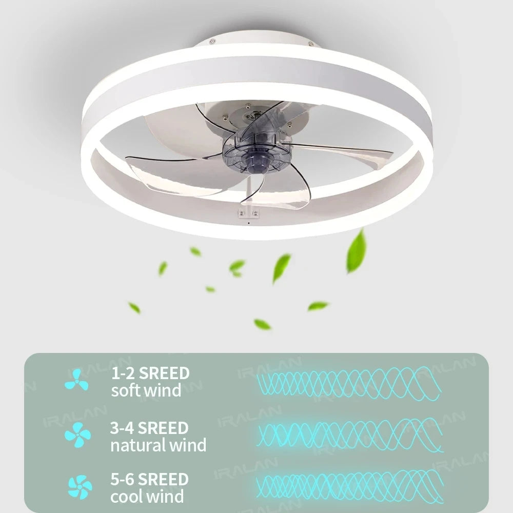 Plafond moderne à LEDs ventilateur lumières synchronisation ventilateur électrique chambre décor ventilateur lampes suspendues pour plafond moderne décoration de la maison - vue 6 sur 8