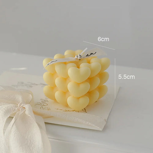 bougie parfumée cube cœur en cire de soja fait main décorative - vue 9 sur 11