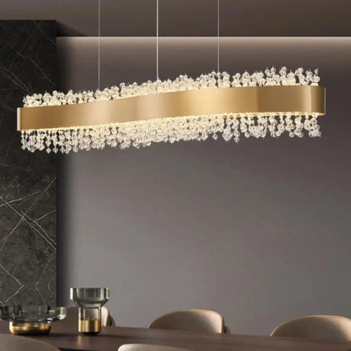 lustre led en cristal moderne hauteur réglable décoration maison - vue 6 sur 12