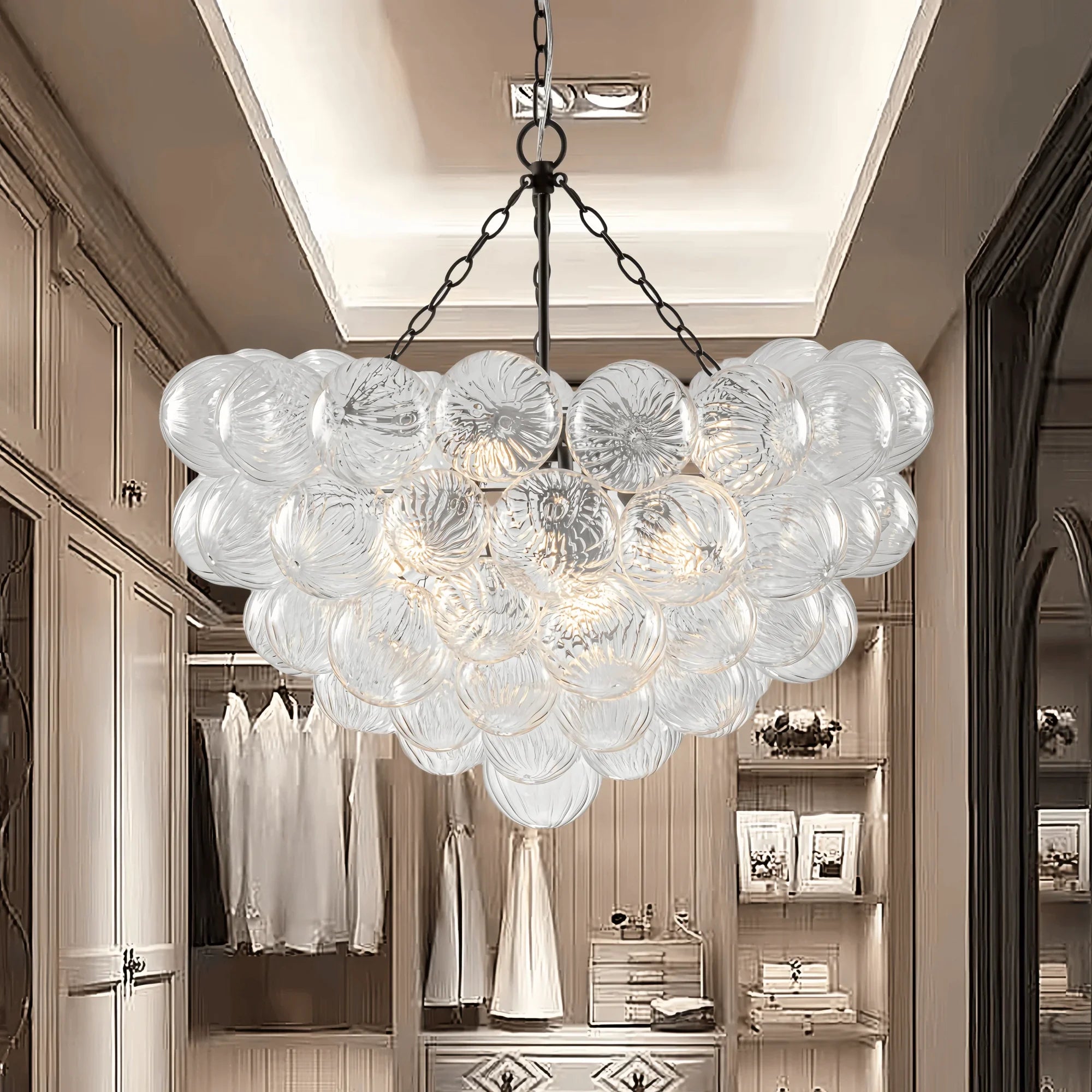 lustre suspendu à bulles de verre design moderne pour intérieur élégant - vue 4 sur 12